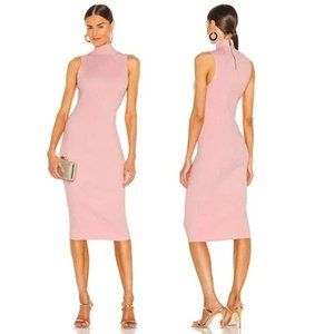 Alice + Olivia Brooklyn Ribbed Turtleneck Sleeveless Midi Dress Blush Sz: XS